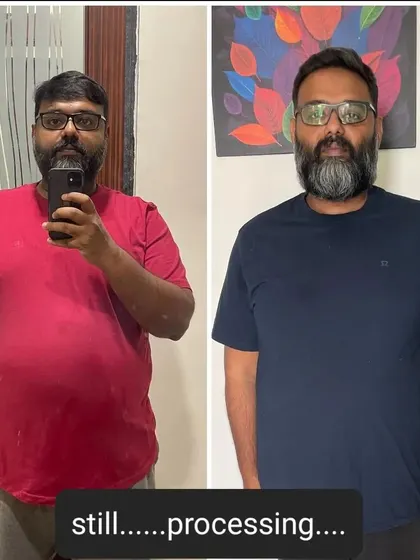 Real results speak louder than promises. This is my client Vimal's progress, going from 111kg to 86kg by sticking to the plan. This is what happens when you commit to a sustainable diet and consistent training.