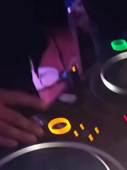 A close-up of my hands on the decks during the gig with DJ Aqeel. This is where the magic happens, beat by beat.