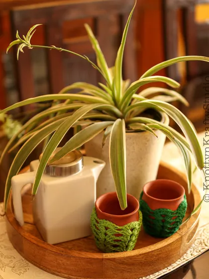 A fresh start to a new week with a simple tea tray, featuring my green kulhad cozies.