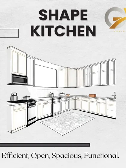 Understanding kitchen layouts is key to a functional design. This graphic explains the benefits of an L-shaped kitchen, which is known for being efficient, open, and spacious, making it a popular choice for many homes.
