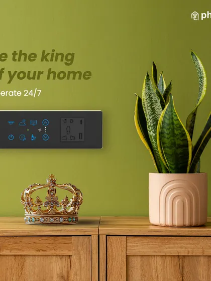 Be the king of your home and operate it 24/7. My smart panel, shown here next to a crown, symbolizes the complete command you have over your castle.