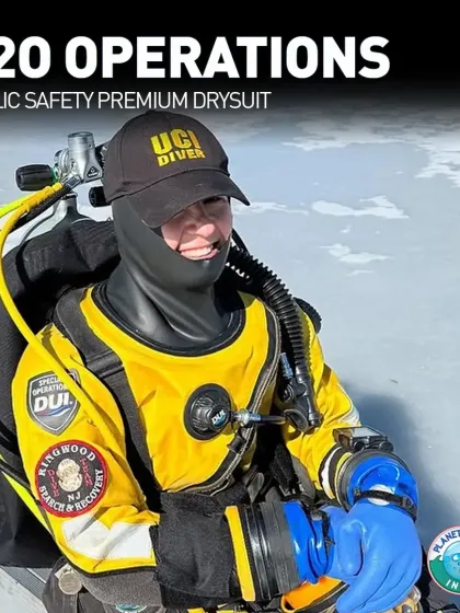 Operations don't stop for weather. The DUI H2O Operations drysuit provides superior thermal protection for public safety divers conducting search and recovery missions in icy waters. This gear ensures the diver remains warm, focused, and effective in extreme cold.