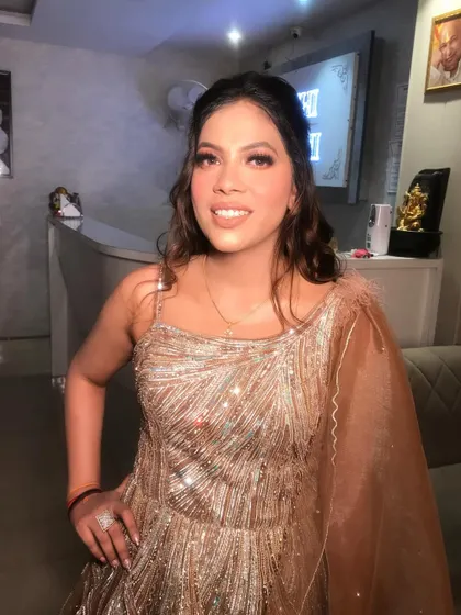 The final smile. Our client looks happy and confident in her party makeup, ready for her special event. We love creating looks that make you feel like the best version of yourself.