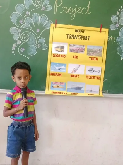 Another take on the modes of transport, this student uses clear visuals to differentiate between land, air, and water transport.