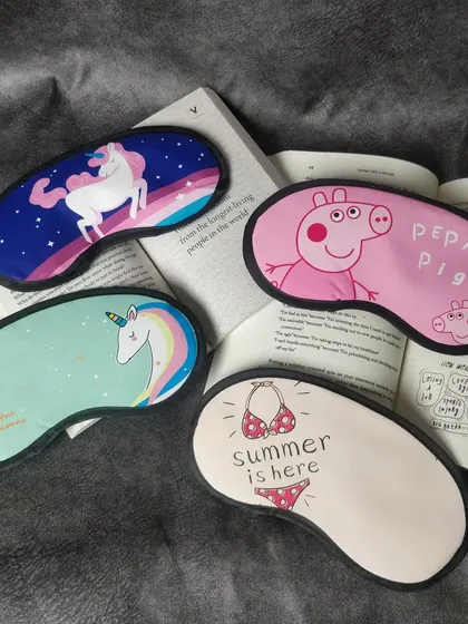 These eye masks with a removable gel insert come in a variety of fun prints. This collection includes unicorn, Peppa Pig, and summer-themed designs.