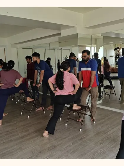 Using chairs and other props, couples in our labor management class explore various positions to find what works best for them, empowering them with choices for the birthing day.