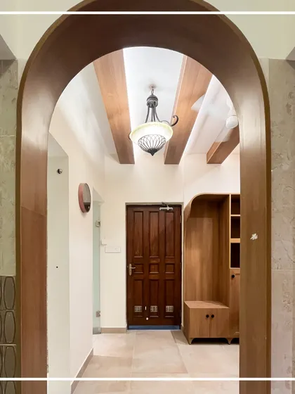 An arched entryway we designed for the Bangalore Club. This detail is central to our modern heritage approach, blending classic architectural forms with clean, contemporary execution to create a sense of timeless welcome.