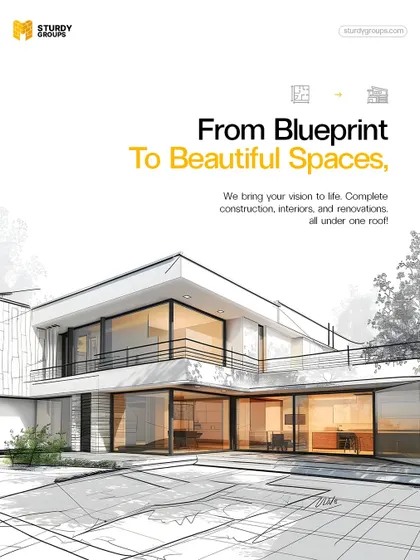 From a simple blueprint sketch to a fully realized 3D render, this image illustrates our design process. We bring your vision to life, ensuring every detail is perfected before construction begins.