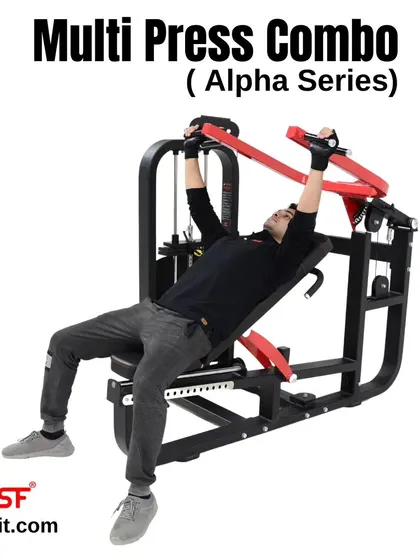 A user performs an incline chest press on the Alpha Series Multi Press Combo.