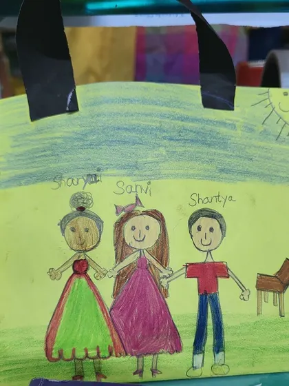A beautiful poem written by 7-year-old Sanvi for her mother, presented in a handmade paper bag. This is such a touching display of love and creativity.