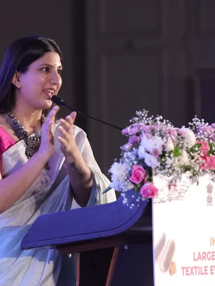 Addressing the esteemed audience at the Bharat Tex 2025 curtain raiser. Hosting such a prestigious national event was a true honor.
