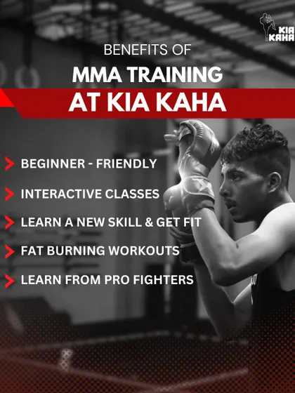 Here are the benefits of training at Kia Kaha: beginner-friendly, interactive classes, fat-burning workouts, and learning from pro fighters.