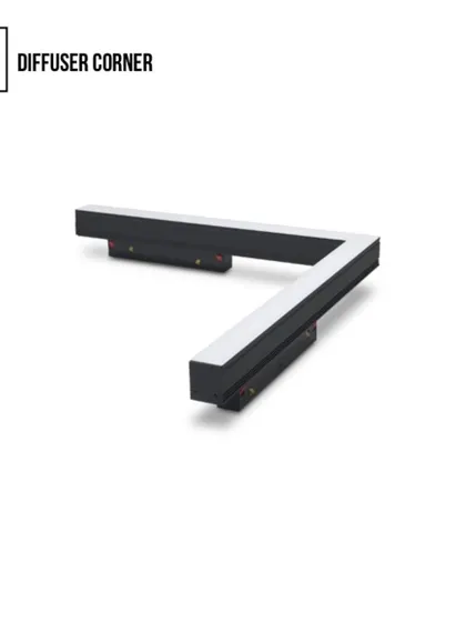 The Diffuser Corner piece allows our magnetic track system to create seamless, L-shaped configurations. This component is essential for creating continuous lines of light that flow around the architecture of a room.