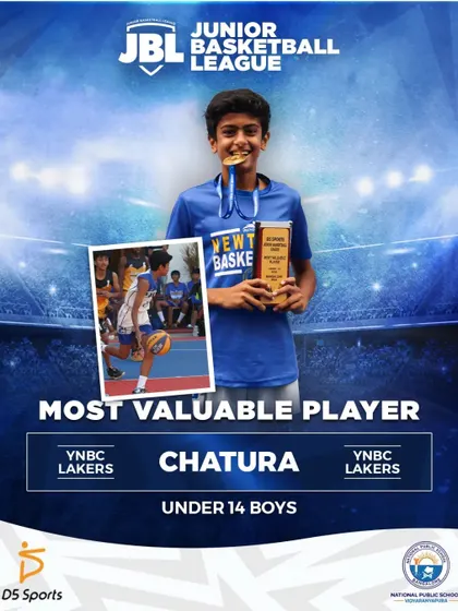 Chatura from the YNBC Lakers earned the Most Valuable Player award for the Under 14 Boys. His performance on the court was consistently outstanding.