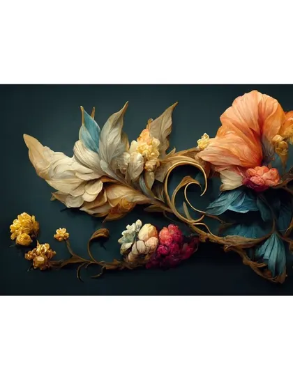 A close-up view of one of my luxury 3D floral designs. The petals and leaves appear to emerge from the wall, creating a rich, layered effect that adds a touch of organic elegance to a sophisticated interior.