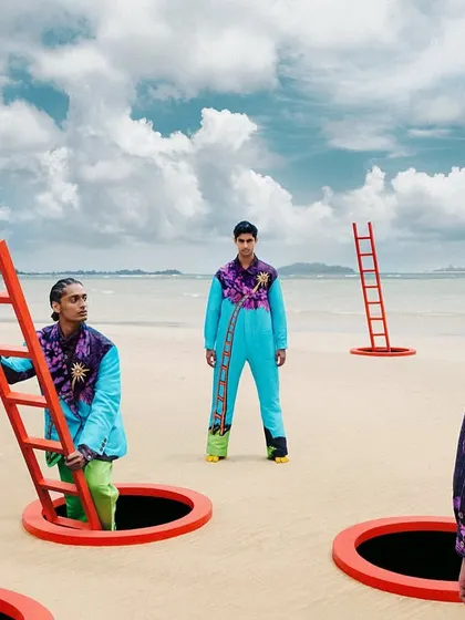 Creative direction is about building surreal and memorable worlds. For the brand All Beneath Heaven, we created this dreamscape on a beach, using ladders and manholes to build a narrative that is both playful and thought-provoking, pushing the boundaries of a typical fashion campaign.