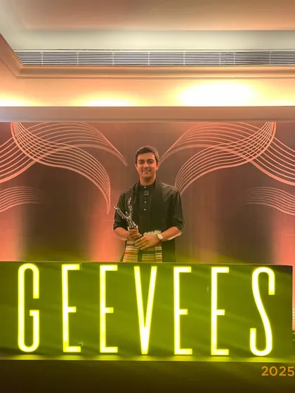 Co-founder Kishan Shah accepting the People’s Choice Award at the Geevees Awards 2025 for our Nepean Greens project in the Public Building Category.