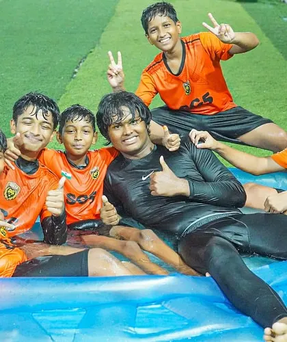 Recovery and team bonding go hand in hand. Our players enjoying a well-deserved ice bath session with their coach after a tough training.