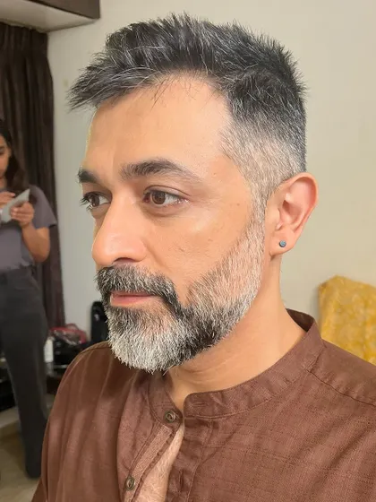 Makeup for men is all about subtlety. This look for an ad shoot actor is as natural as it can be, just evening out the skin tone and reducing any shine for a polished finish.