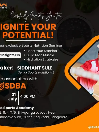 We go beyond the court by providing access to expert knowledge. This poster is from a Sports Nutrition Seminar we organized to teach our athletes about fueling their bodies for peak performance.