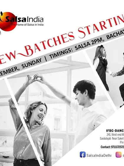 An example of our new batch announcements. We have classes starting regularly, so it's always a good time to join. This one is for Salsa and Bachata on a Sunday.