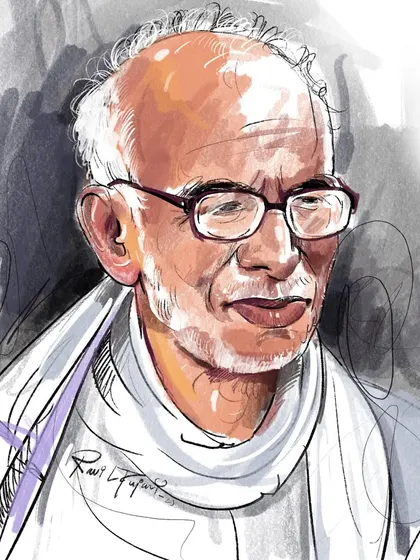 A digital portrait of Siddeshwara Swamiji, the 'Walking God' of Vijaypura. This was my tribute to the revered Jnanayogi, aiming to capture his peaceful and wise presence.