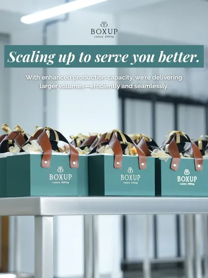 Scaling up to serve you better. With our enhanced production capacity, we are delivering larger volumes of corporate gifts efficiently and seamlessly.