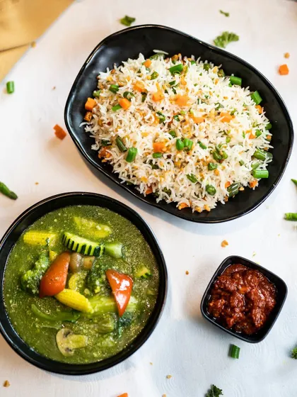 Skip the ordinary and try my extraordinary Burnt Garlic Rice with Vegetables in Green Garlic Sauce.