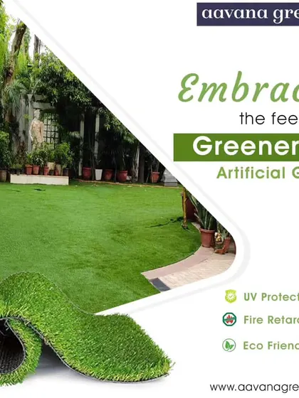 Embrace the feeling of greenery with my artificial grass. This roll of turf shows the quality and texture of the product, which is UV protected, fire retardant, and eco-friendly, perfect for a year-round green lawn.