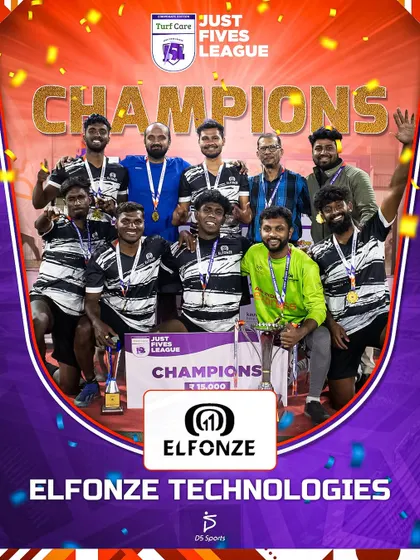 The champions of our first Just Fives League Corporate Edition, Elfonze Technologies. They set a high standard for all future tournaments with their impressive victory.