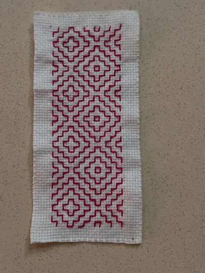 Another example of a Kasuti sampler. Learning this craft is a proven stress buster and a wonderful way to practice mindfulness.