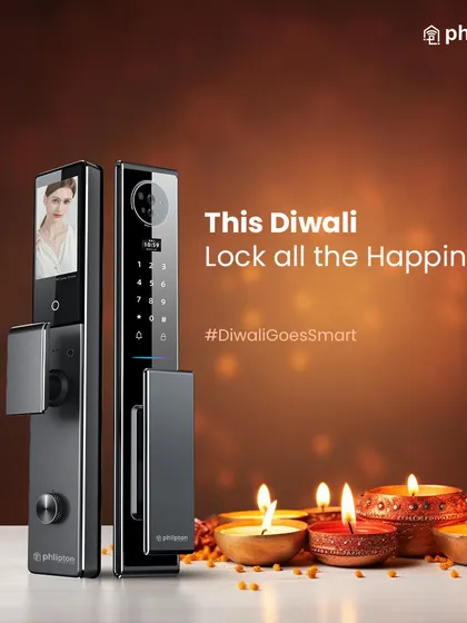 This Diwali, lock all the happiness inside. My smart lock is shown here in a festive setting, symbolizing how it protects the joy and celebration within your home.