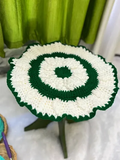 Another angle of the small table mat, showing its potential as a piece of home decor.