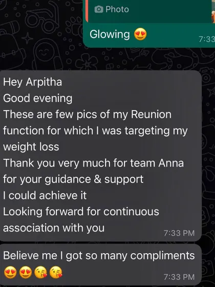 This client's message made my day. She achieved her weight loss goal for a reunion, got rid of severe gastritis, and saw a huge improvement in her stamina and skin. It shows how a targeted, supportive plan delivers results.