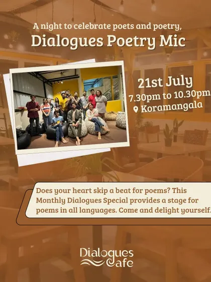 An invitation to our monthly Poetry Mic night. It's a stage for poems in all languages, where we celebrate the beauty of words and the poets who write them.