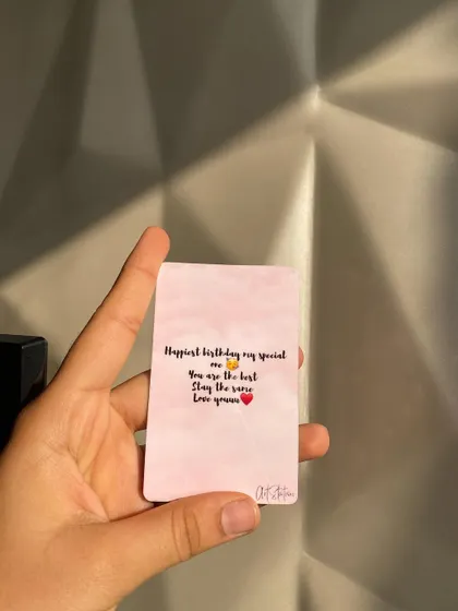 This is an example of what the back of a wallet card can look like. You can add a personal message, a special date, or a meaningful quote to make it extra special.