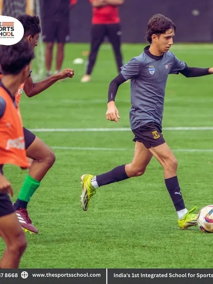 A player on the run, demonstrating the agility and speed that are hallmarks of our football training program.