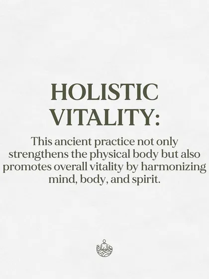 This ancient practice promotes holistic vitality by harmonizing mind, body, and spirit, strengthening you from the inside out.