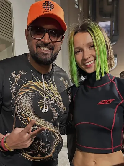 Hanging out with the amazing DJ Miss Monique at the Darkroom Festival. Her energy is infectious, and it was great to connect with her.