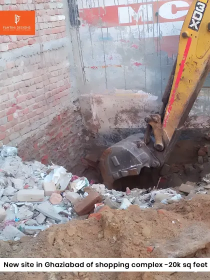 The beginning of a new 20,000 sq. ft. shopping complex project in Ghaziabad. This image captures the initial excavation work, the very first step in turning a blueprint into a bustling commercial hub.