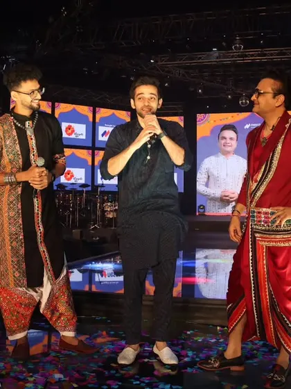 A candid moment of interaction with guest performers. My ability to build quick rapport with other artists contributes to a collaborative and positive stage environment.