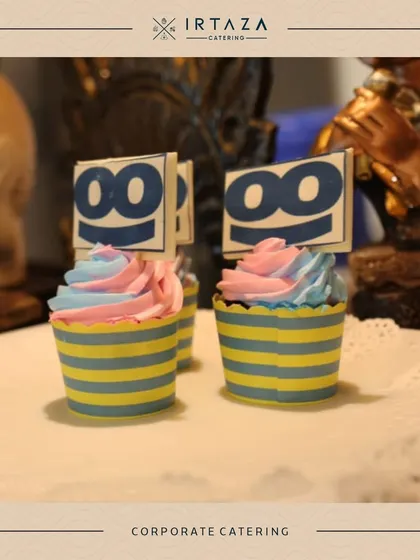 Colorful cupcakes for a corporate event, customized with the company's logo. This is a great example of how I can tailor my desserts to fit your brand or event theme.