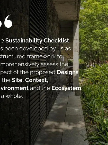 The Sustainability Checklist is a structured framework we developed to assess the impact of our designs on the site, context, and the ecosystem as a whole. It ensures that every project is viewed through a lens of environmental responsibility.