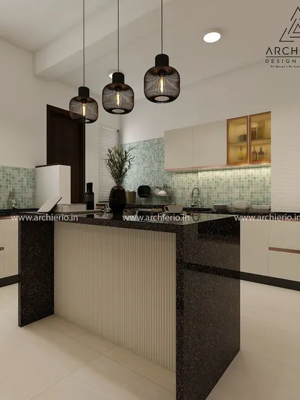 The kitchen island is the star of this design, providing ample workspace and a casual dining spot. The pendant lights above add a stylish, modern touch.