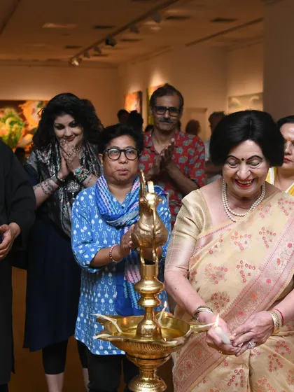 The traditional lamp lighting ceremony on the opening day of my exhibition. I am so grateful for the support of the art community and patrons.
