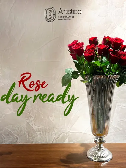 Rose day ready. A simple yet beautiful arrangement of red roses in our silver Harmony Vase is a timeless expression of love.