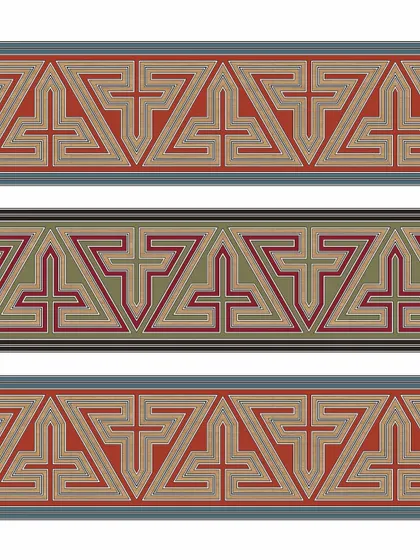 The digital design for the Arabic-inspired patterns on the wooden rafters. This initial step ensures the geometric precision and cultural accuracy of the final hand-painted work.