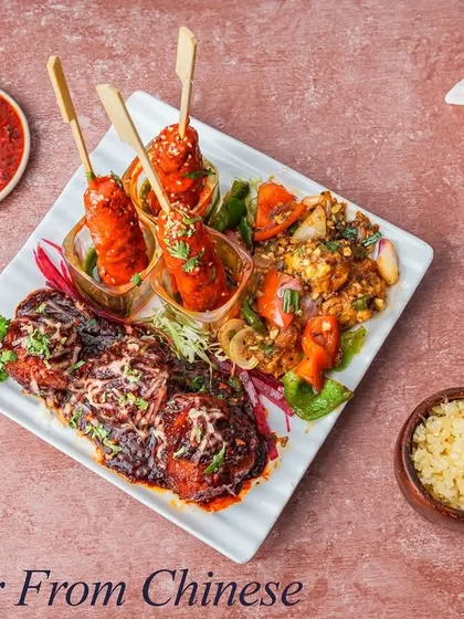 Can't decide on one starter? Our Chinese Mix Platter offers a selection of our bestsellers, including Double Cooked Chicken, Cocktail Candy Chicken, and Black Pepper Chicken, perfect for sharing.