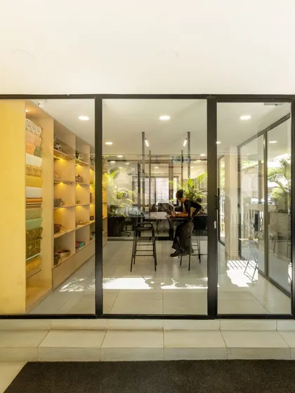 The interior of the "Going Nuts" store. We used natural materials like wood and an abundance of natural light to create a space that is seamless, fun, and showcases the product in the best possible setting.