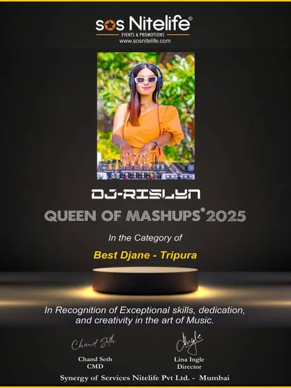 Being named 'Best Djane - Tripura' for the second time was a huge honor. This award isn't just for me; it's a testament to the hard work and passion that I pour into my craft, and it's the level of dedication I bring to my teaching.